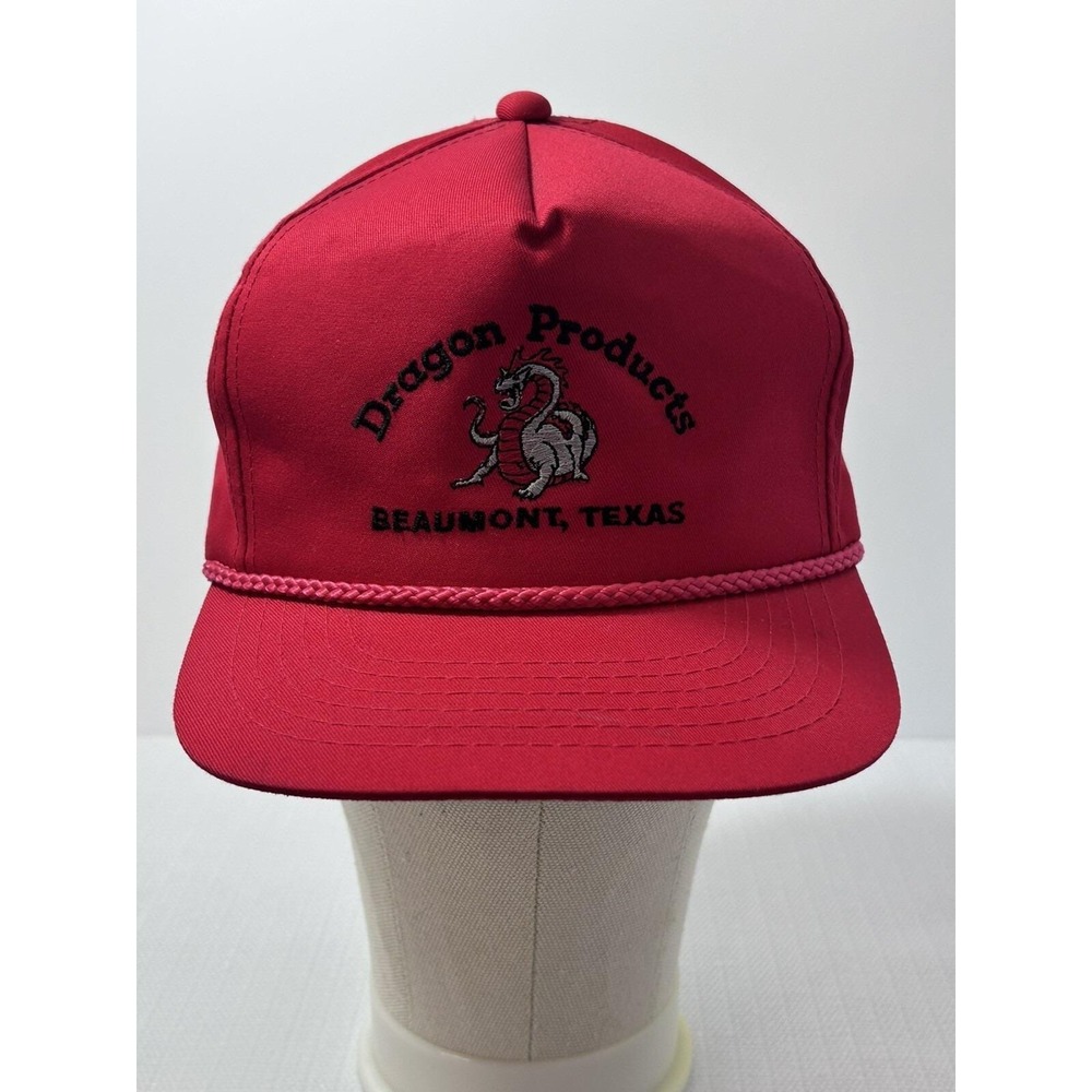 VTG‎ 90s Youngan Snapback Red Rope Hat Cap Dragon Products Beaumont Texas